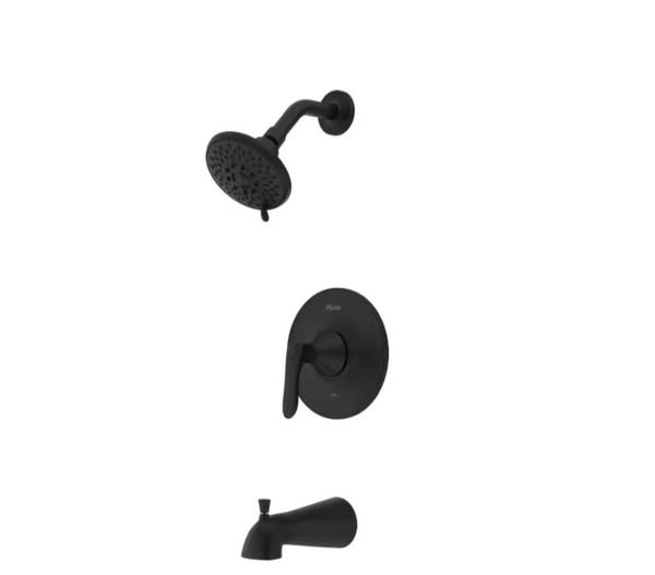 Pfister Weller Single Handle Wall Mount Tub and Shower Trim Kit 1.8 GPM in Matte Black [Valve Not Included]