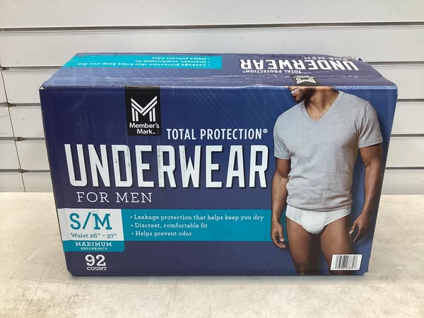 Member's Mark Total Protection Incontinence Underwear for Men Size S/M