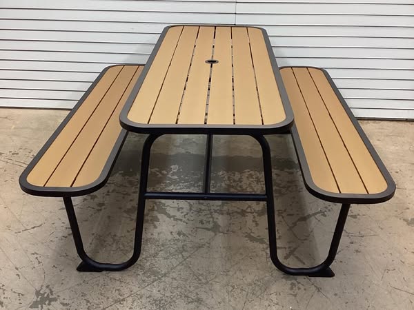 Room Essentials Steel Rust Resistant Picnic Rectangle Outdoor Table Black