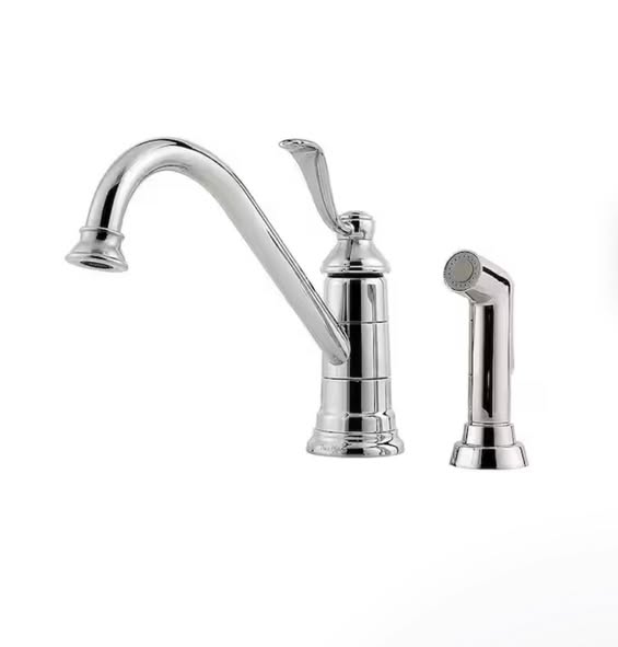 Pfister Portland Single Handle Standard Kitchen Faucet with Side Sprayer in Polished Chrome
