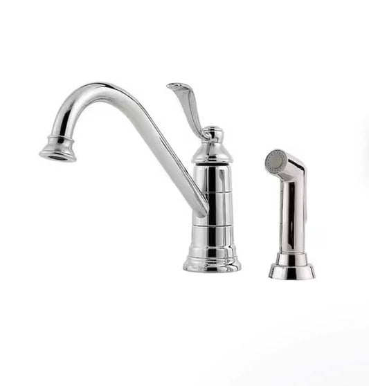 Pfister Portland Single Handle Standard Kitchen Faucet with Side Sprayer in Polished Chrome