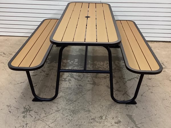 Room Essentials Steel Rust Resistant Picnic Rectangle Outdoor Table Black