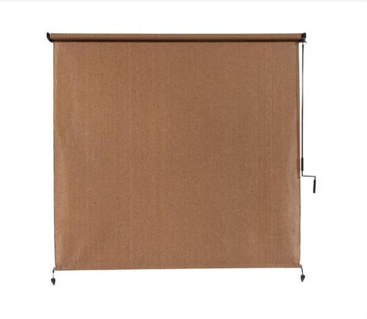 Coolaroo Walnut Cordless UV Blocking Fade Resistant Fabric Exterior Roller Shade 72 in. W x 96 in. L