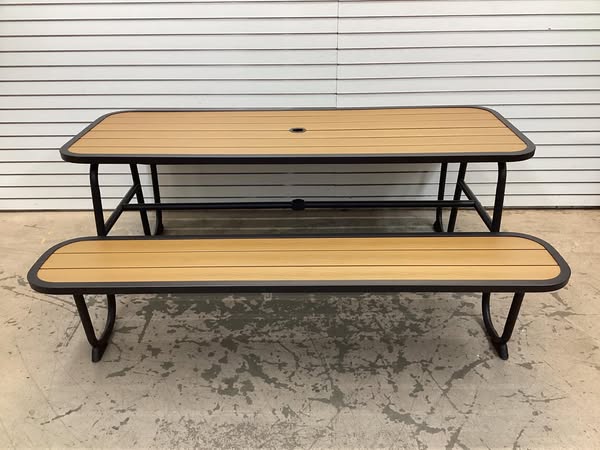 Room Essentials Steel Rust Resistant Picnic Rectangle Outdoor Table Black