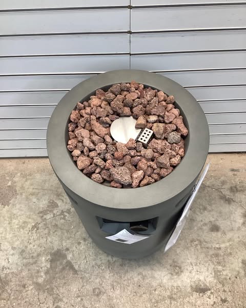 Threshold  25" Pipestone Outdoor Column Fire Pit Gray