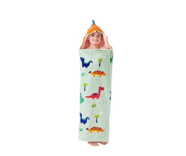 Member's Mark Dino 100% Cotton Kids' Hooded Towel With Hand Pockets
