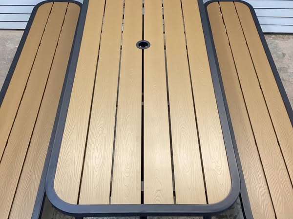 Room Essentials Steel Rust Resistant Picnic Rectangle Outdoor Table Black