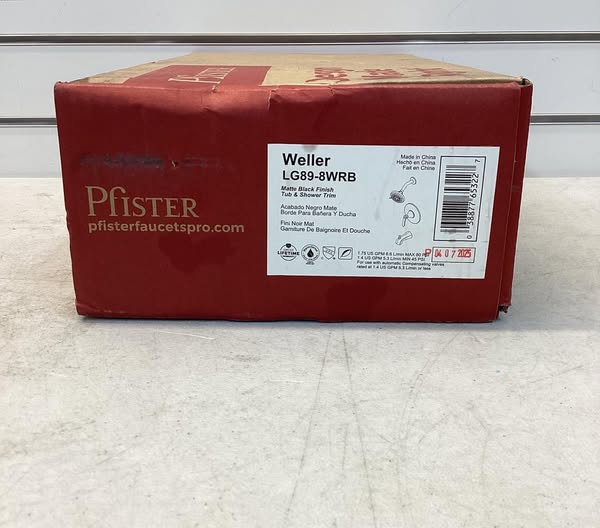 Pfister Weller Single Handle Wall Mount Tub and Shower Trim Kit 1.8 GPM in Matte Black [Valve Not Included]