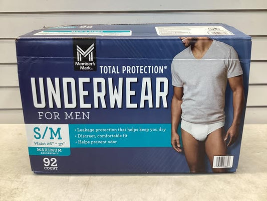 Member's Mark Total Protection Incontinence Underwear for Men Size S/M