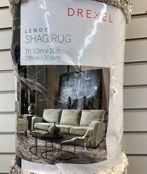 Drexel Lenox Shag Area Rug, 7’10” x 10’, Color Beige/Grey