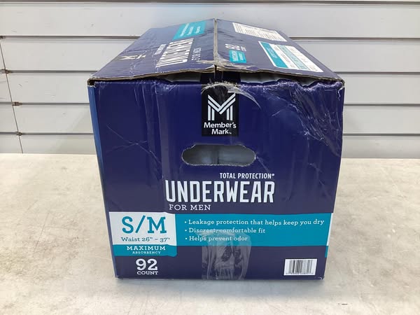 Member's Mark Total Protection Incontinence Underwear for Men Size S/M
