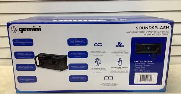 Floating Pool Party Bluetooth Speaker by Gemini – Premium 300W Waterproof, 270° Surround Sound, 24Hr Battery, Links 50+ Speakers, Party Lights, Mic/Guitar, Cup Holders