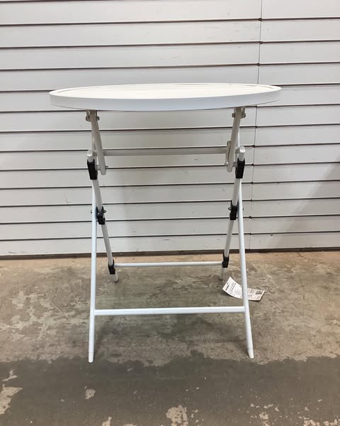 StyleWell White Round Metal Folding Outdoor Bistro Table