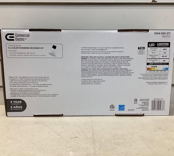 Commercial Electric Premium Series 6 in. LED, 2-Level Lumen Select, Ultraslim Canless Recessed Light, Adjustable CCT (4-Pack)