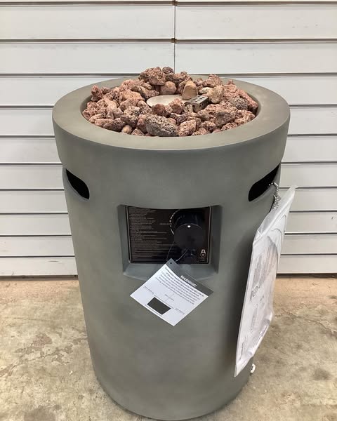 Threshold  25" Pipestone Outdoor Column Fire Pit Gray