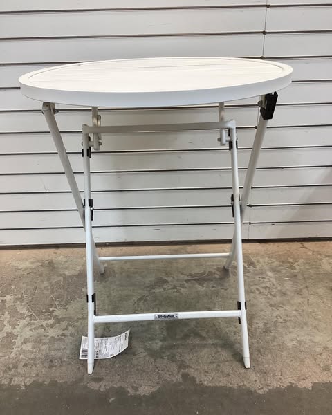 StyleWell White Round Metal Folding Outdoor Bistro Table