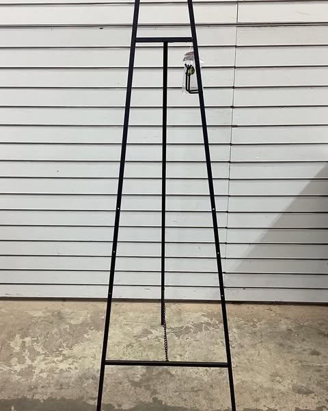 Litton Lane Black Metal Tall Free Standing Adjustable Display Stand 3-Tier Geometric Easel with Chain Support