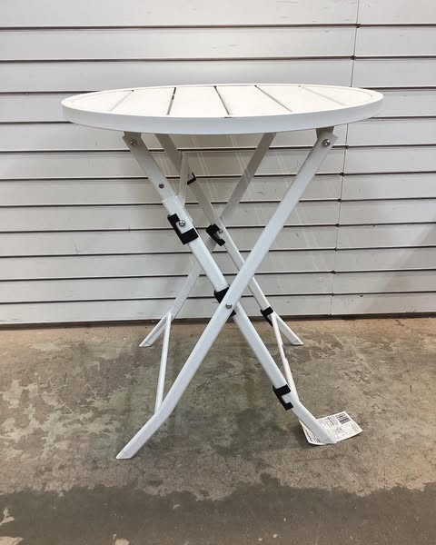 StyleWell White Round Metal Folding Outdoor Bistro Table