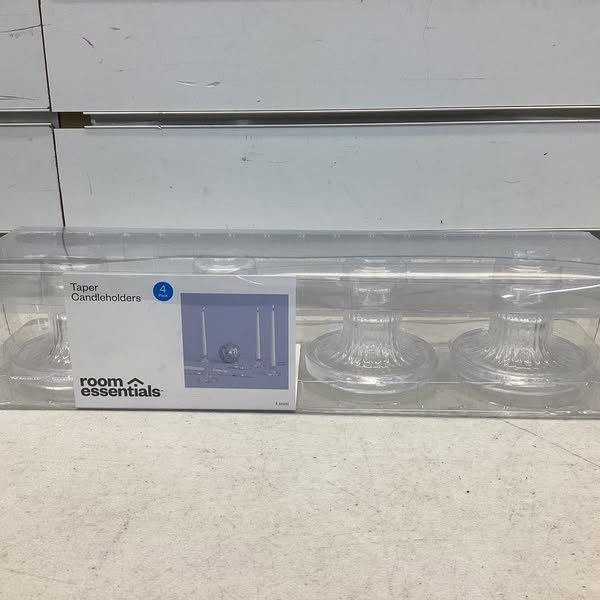 4pk Glass Taper Candle Holder