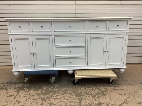 Home Decorators Collection Hampton Harbor 72 in. W x 22 in. D x 35 in. H Double Sink Freestanding Bath Vanity in White with White Marble Top