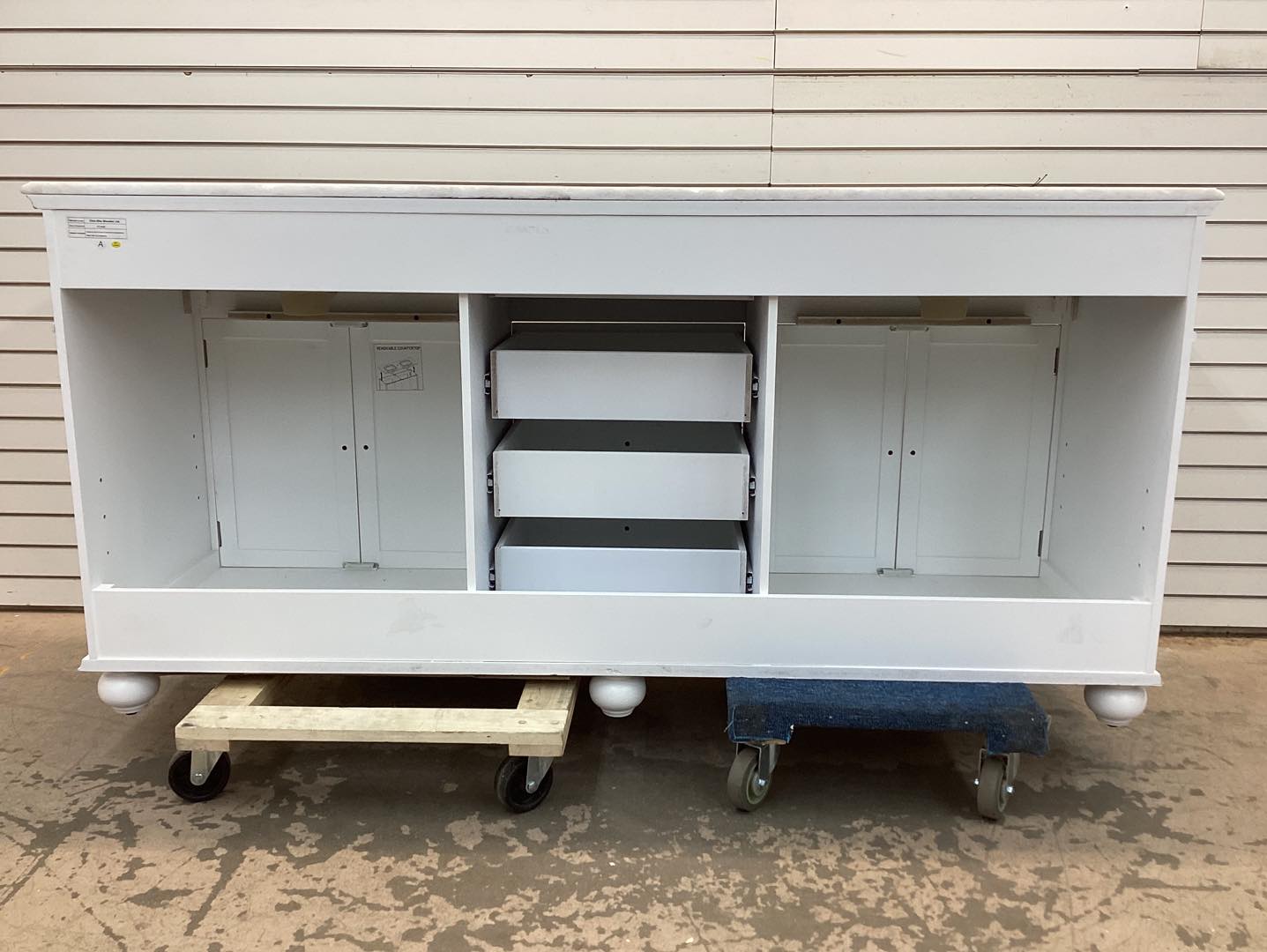 Home Decorators Collection Hampton Harbor 72 in. W x 22 in. D x 35 in. H Double Sink Freestanding Bath Vanity in White with White Marble Top