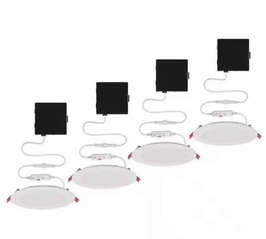 Commercial Electric Premium Series 6 in. LED, 2-Level Lumen Select, Ultraslim Canless Recessed Light, Adjustable CCT (4-Pack)