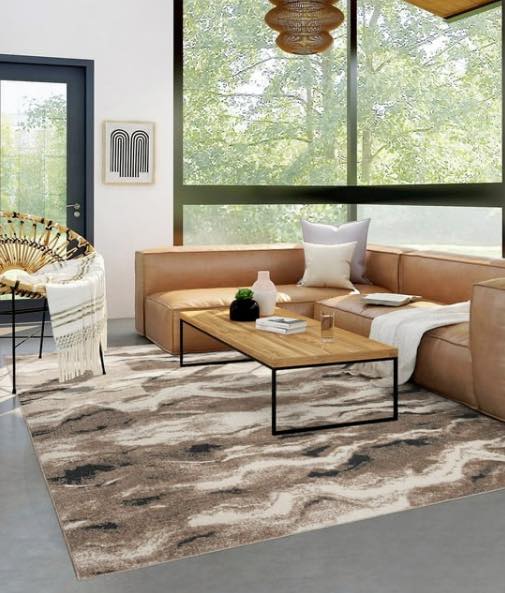 Tuscany Patterned Area Rug, 7’10” x 10’, Color Rodos Beige