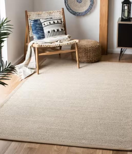 SAFAVIEH Natural Fiber Marble/Linen 6 ft. x 8 ft. Woven Border Area Rug