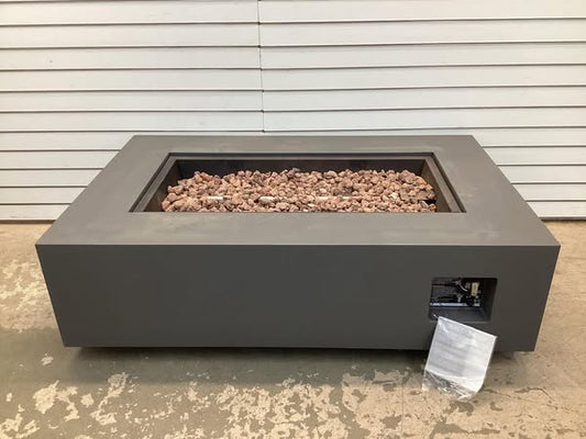 Real Flame Aegean Small Rectangle Fire Table with NG Conversion Mist Gray