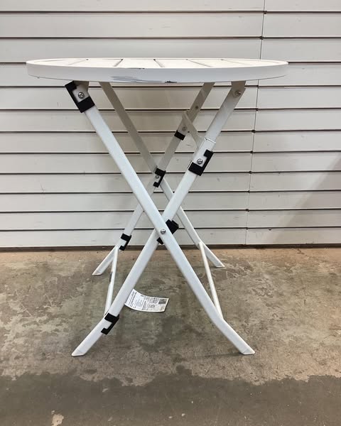 StyleWell White Round Metal Folding Outdoor Bistro Table