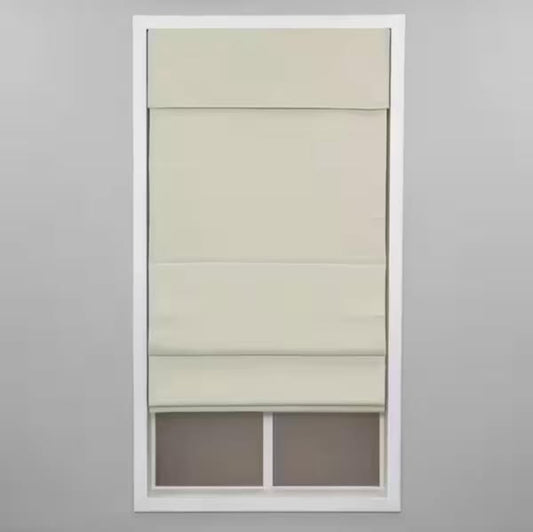 Ivory Cordless Blackout Energy-Efficient Cotton Roman Shade 64 in. W x 72 in. L