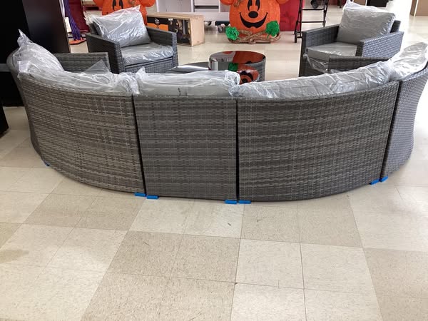 9 Piece Half Moon Gray Patio Set
