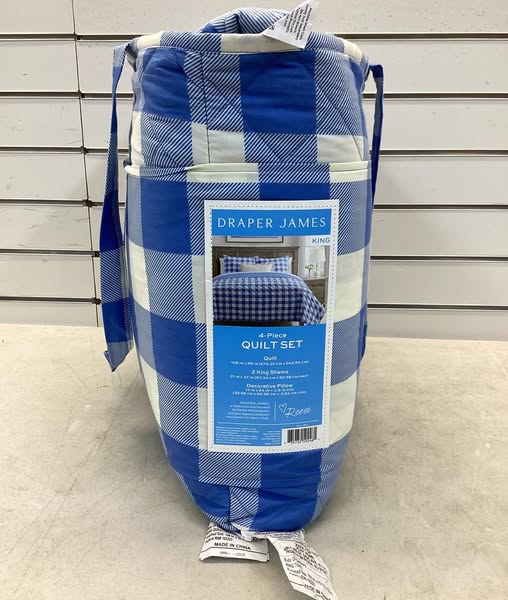 Draper James 4-Piece Printed Cotton Quilt Set, King Size, Color Blue