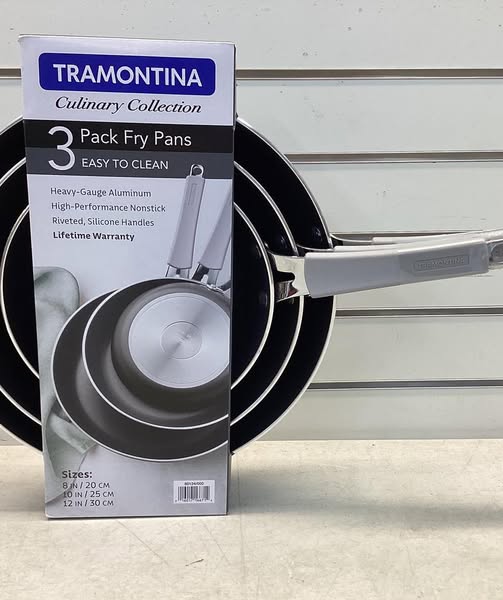 Tramontina 3-Pack Fry Pans with Nonstick Interior, Color Charcoal