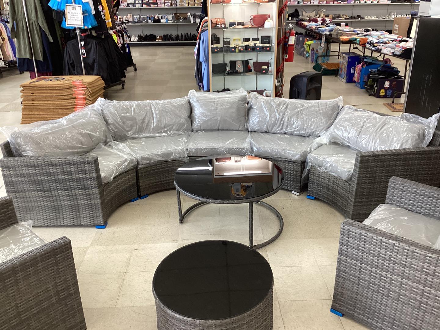 9 Piece Half Moon Gray Patio Set