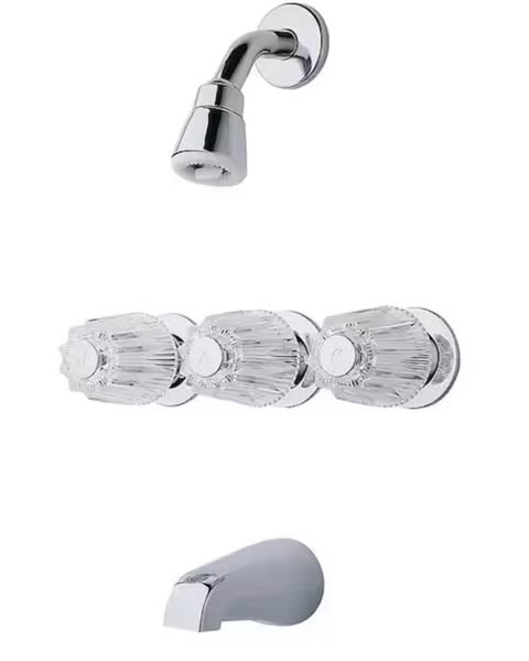 Pfister Triple Handle 1-Spray Tub and Shower Faucet 1.8 GPM with Metal Knob Handles in. Polished Chrome (Valve Included)