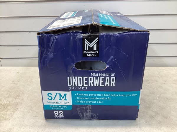 Member's Mark Total Protection Incontinence Underwear for Men Size S/M
