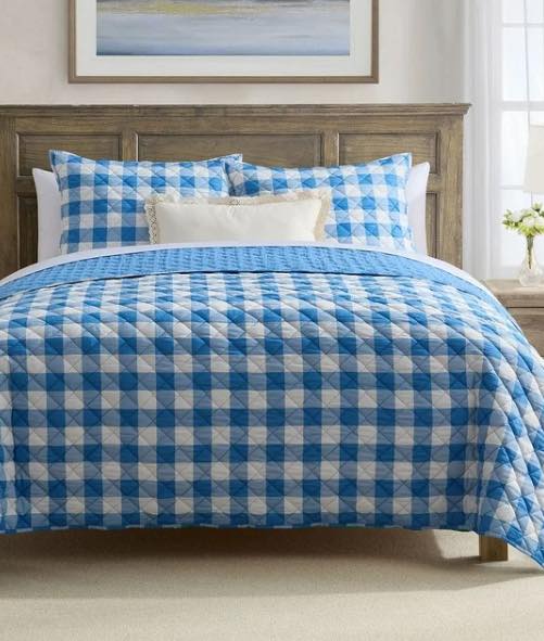 Draper James 4-Piece Printed Cotton Quilt Set, King Size, Color Blue