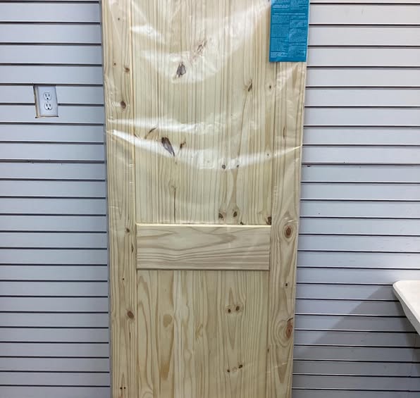 eightdoors 30 in. x 80 in. x 1-3/8 in. 2-Panel Arch Top V-Groove Knotty Solid Core Unfinished Pine Wood Interior Door Slab