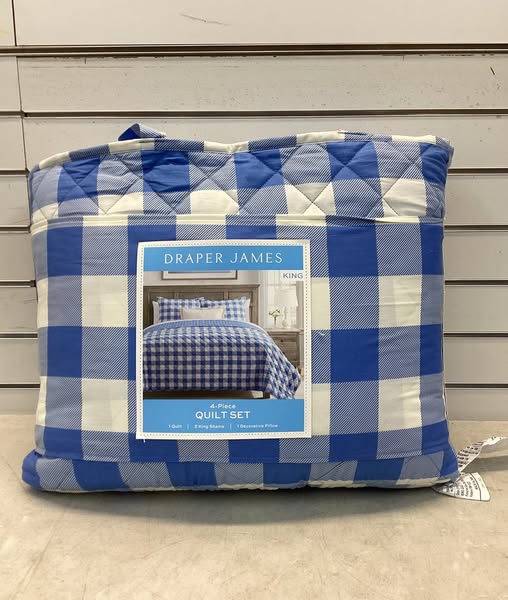 Draper James 4-Piece Printed Cotton Quilt Set, King Size, Color Blue