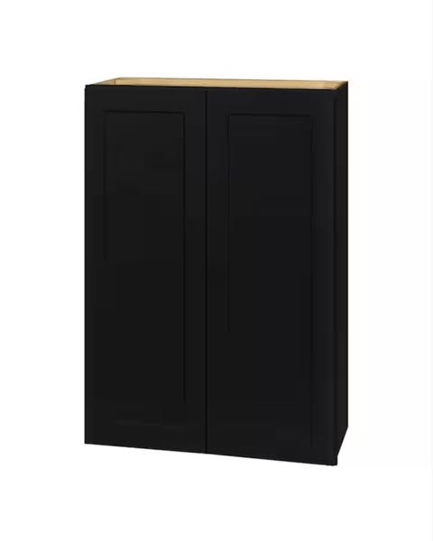 Hampton Bay Avondale 30 in. W x 12 in. D x 42 in. H Ready to Assemble Plywood Shaker Wall Kitchen Cabinet in Raven Black