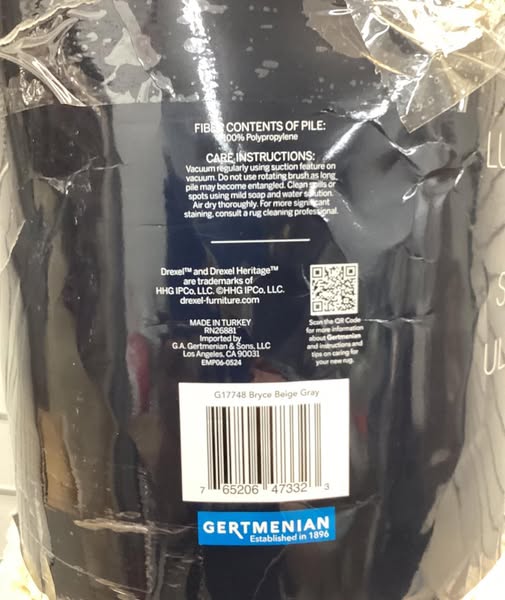 Drexel Lenox Shag Area Rug, 7’10” x 10’, Color Beige/Grey