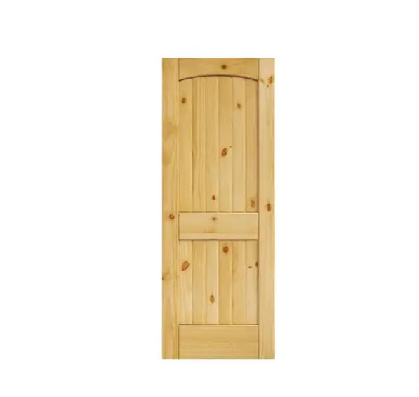 eightdoors 30 in. x 80 in. x 1-3/8 in. 2-Panel Arch Top V-Groove Knotty Solid Core Unfinished Pine Wood Interior Door Slab