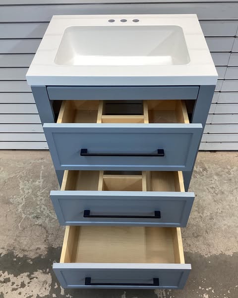 Hailey 25 in. Single Sink Laguna Blue Bath Vanity with White Cultured Marble Top