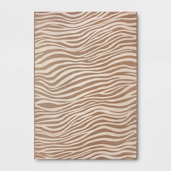 Wavy Lines Outdoor Area Rug Beige/Natural Brown - Threshold