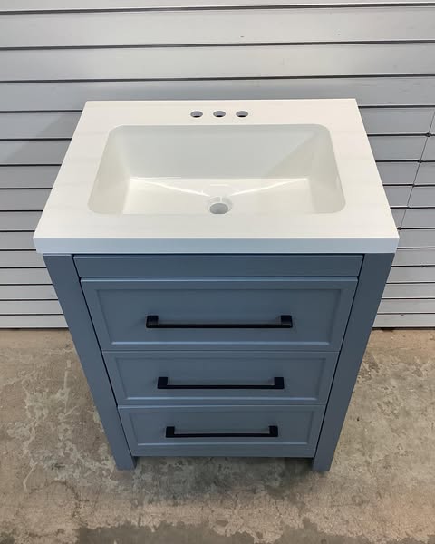 Hailey 25 in. Single Sink Laguna Blue Bath Vanity with White Cultured Marble Top