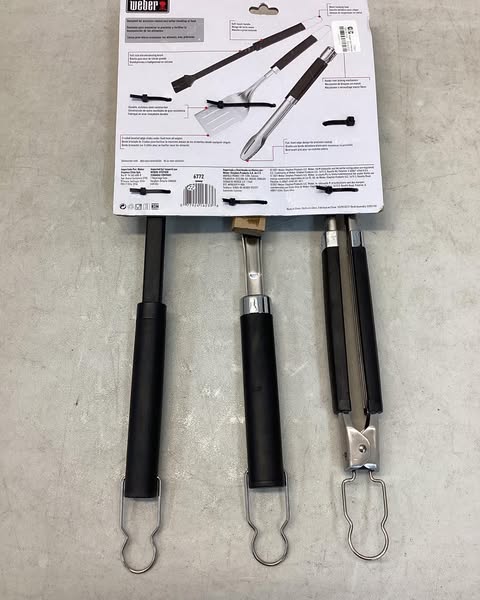 Weber 3pc Precision Grill Tool Set Black: Corrosion-Resistant, Silicone Handles, Outdoor Cookware