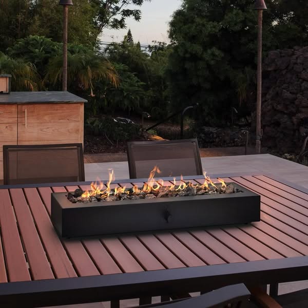 28" Outdoor Tabletop Fireplace Black - Threshold