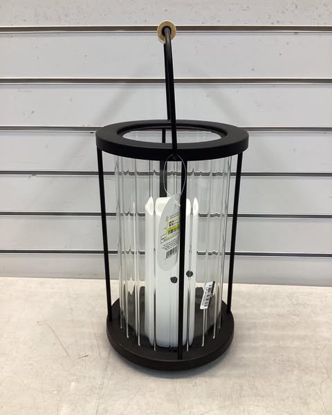 Threshold Black Metal and Glass Battery LED Outdoor Lantern Clear/Black
