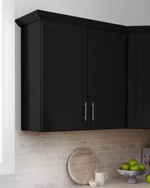 Hampton Bay Avondale 30 in. W x 12 in. D x 42 in. H Ready to Assemble Plywood Shaker Wall Kitchen Cabinet in Raven Black
